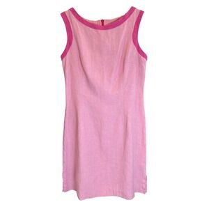 J. McLaughlin Womens Pink Sleeveless Cotton Sheath Dress Size 8 Two Tone Preppy